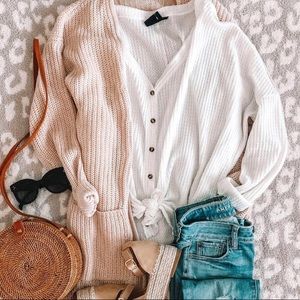 UO Out From Under Jojo Oversized Thermal Button-Front Top